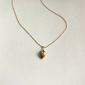 14k Puff Heart Charm Necklace